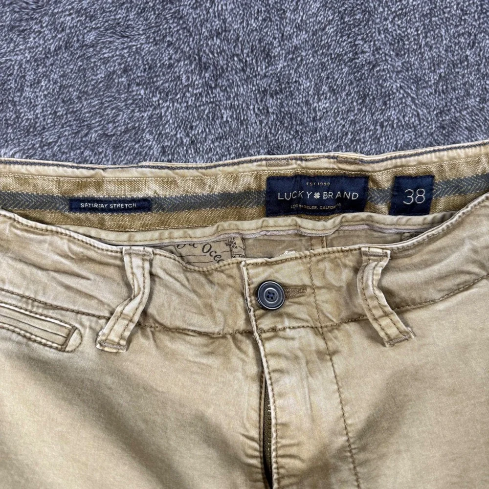 Lot of 2 Lucky Brand Men's 38 Saturday Stretch Chino Shorts Blue Brown